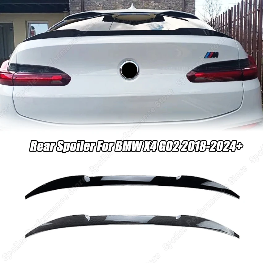 Car Rear Spoiler Wing Fit For BMW X4 G02 2018-2024+ M Performance Style Trunk Lid Splitter Body Kits Accessories Gloss Black ABS