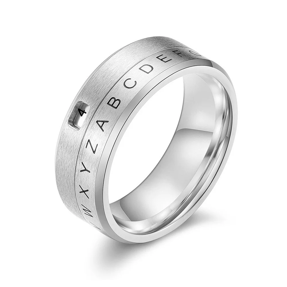 Titanium Steel Rotatable Number Ring New Letter Ring Jewelry