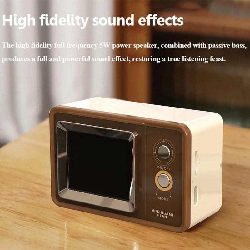 Retro Bluetooth Speaker Vintage Audio Sound System Wireless MP3 Music Player Support Lyrics Display Calendar