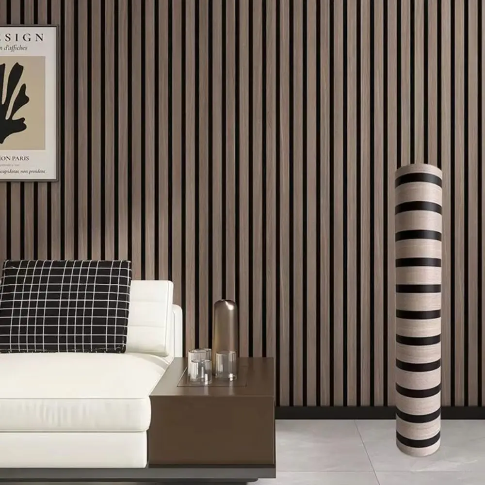 Self-Adhesive Imitation Wood Grain Wallpaper PVC Thickened Grid Panel Wall Sticker Wear-Resistant Peel and Stick Wall Decoration