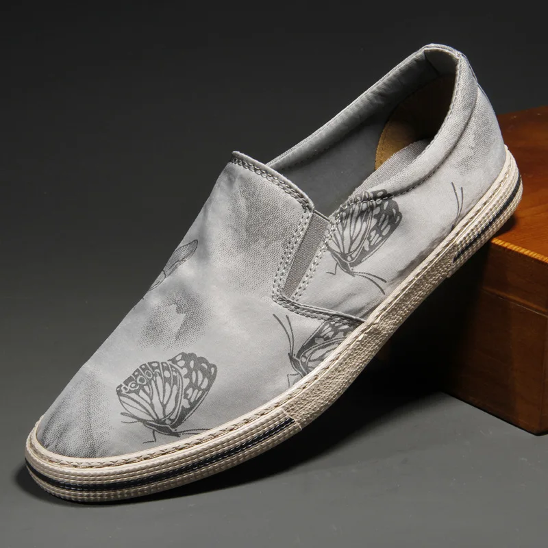 Men's shoes new trendy autumn canvas  Korean version versatile one-pedal cloth casual spring and autumn board shoes