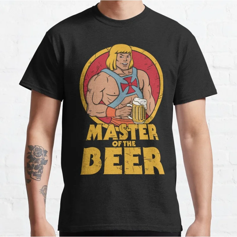 

Funny Master Of The Beer Vintage 80s cartoon He-Man and the Masters of the Universe graphic t shirts Large size tops Adult S-6XL