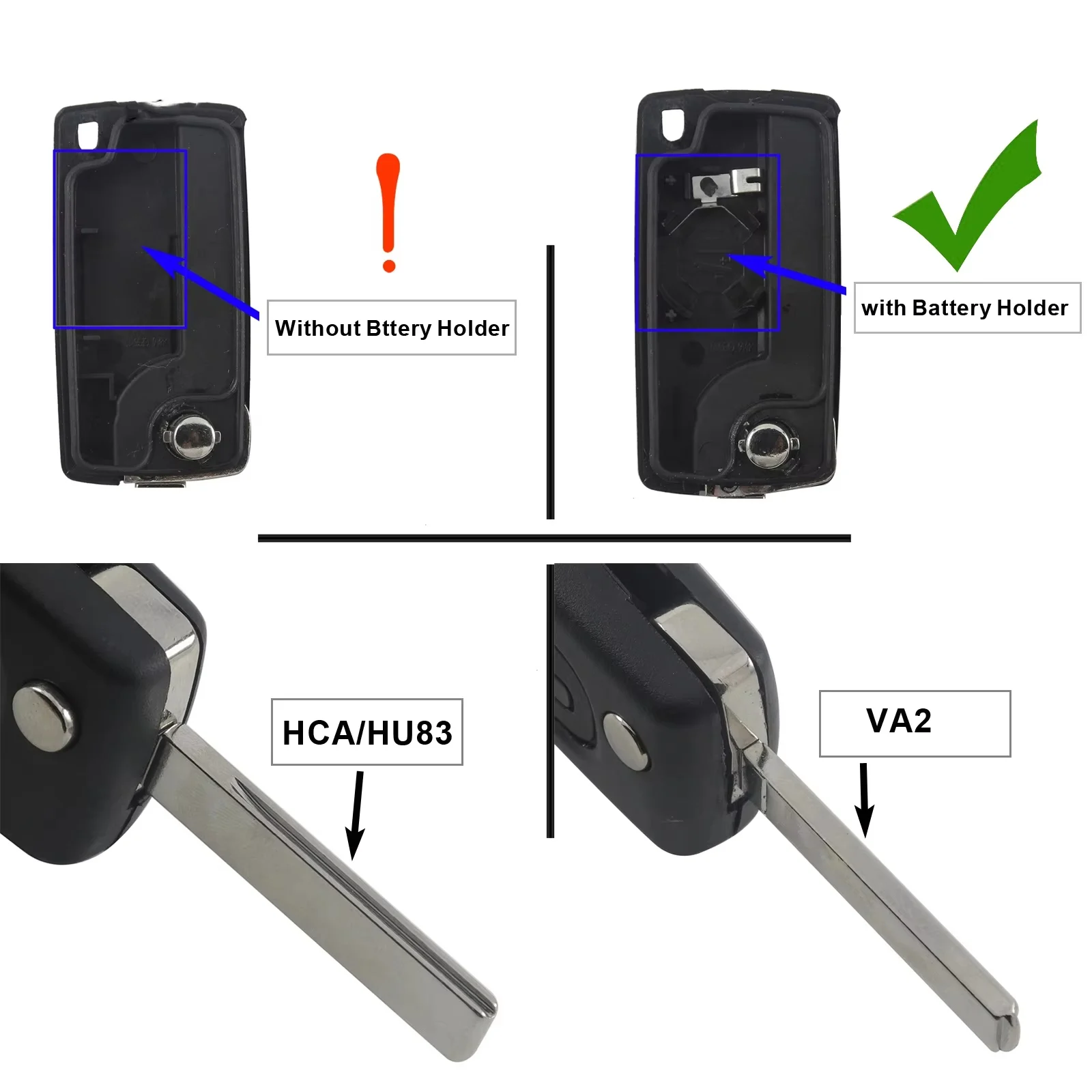 Modified Flip Key Shell for Citroen C2 C4 C5 Xsara Picasso Peugeot 306 407 807 Partner VA2/HU83 2/3BTN Key Cover CE0523 0536