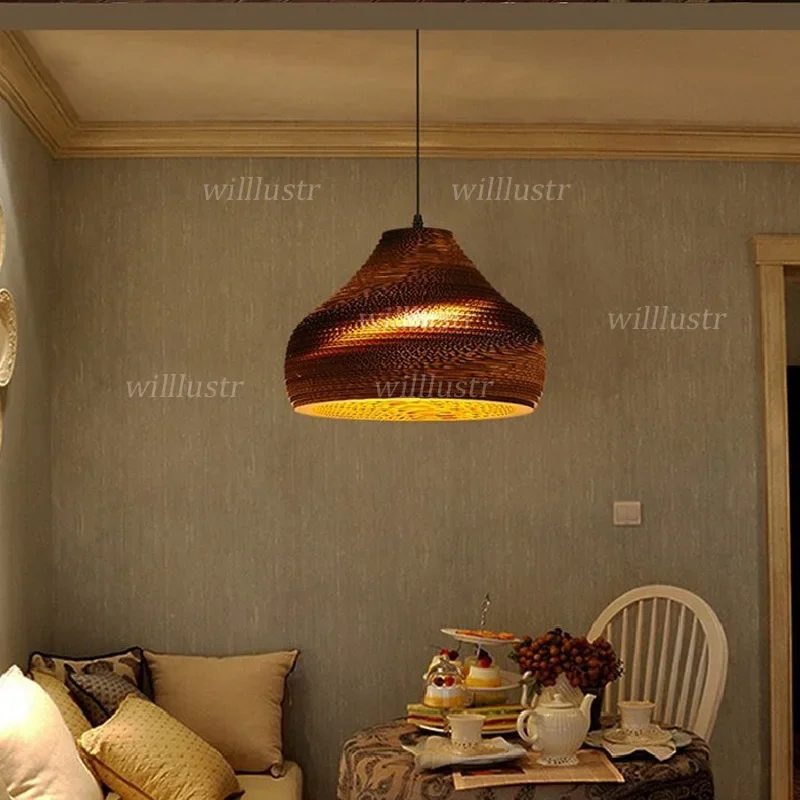 Creative Beehive Pendant Lamp Corrugated Paper Hotel Cafe Bar Store Kitchen Hanging Light Suspension Ceiling Chandelier