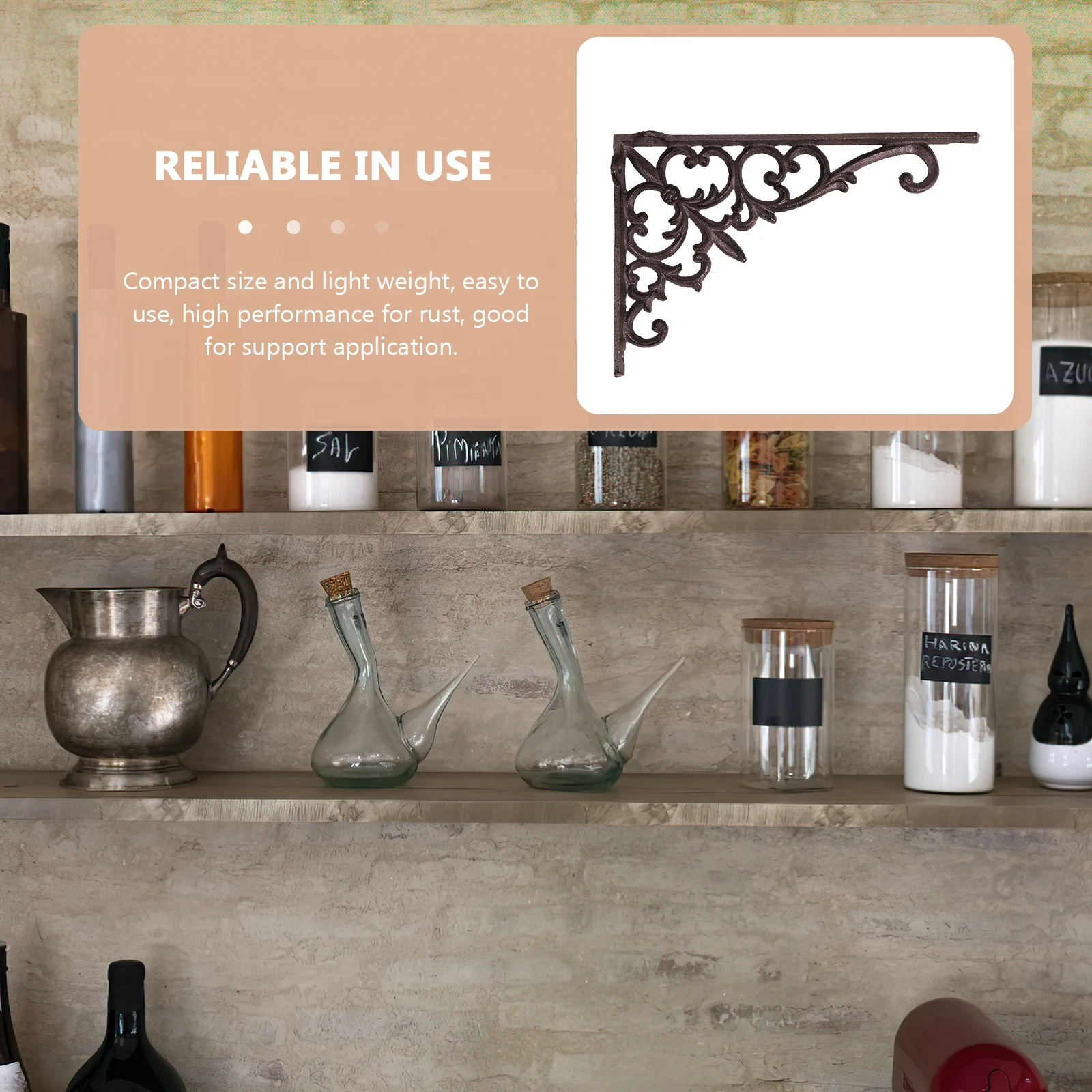 

2Pcs Iron Shelf Brackets Decorative Heavy Duty Wall Mount Shelf Support Floating Brackets for Home Organization