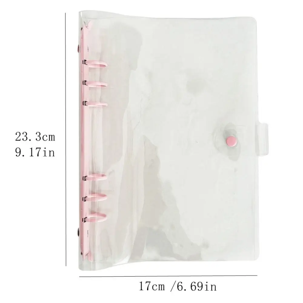 Beautiful PVC and Metal A5 Binder Transparent 6-hole Loose Leaf Notebook Shell Waterproof Multiple Colors Photocards Holder Gift