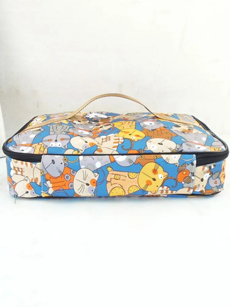 Leinwand Lunch pakete Kinder tragbare funktionelle Leinwand Streifen isoliert thermische Lebensmittel Picknick Kinder Kühler Lunchbox Tasche Tasche – Detail 5