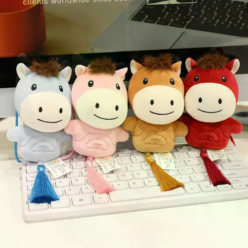 Peluche Cavallo Peluche Bambola Appesa Decor Morbido Pony Ciondolo 12 cm Anno del Cavallo Mascotte Portachiavi Pony dai Capelli Lunghi