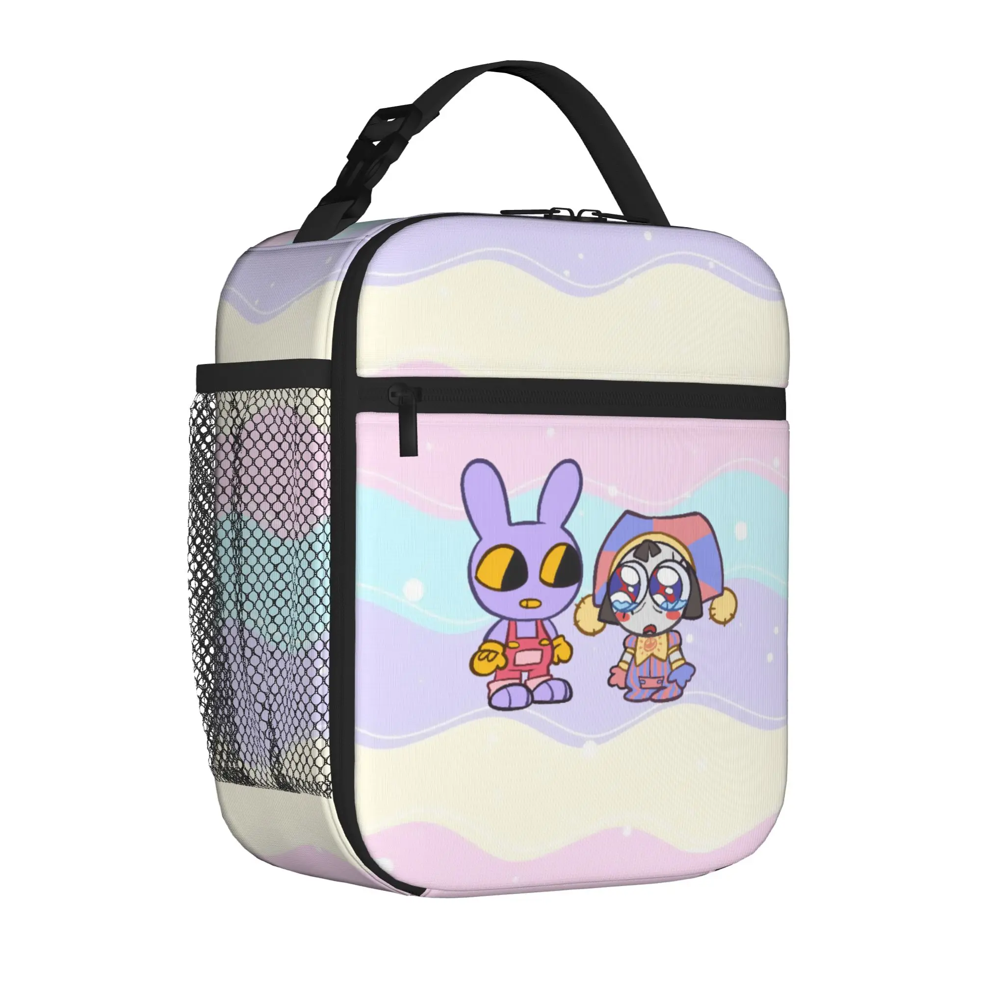 Pomni And Jax Cartoon Digitals Circus Thermal Insulated Lunch Bags Portable Food Container Bags Thermal Cooler Lunch Boxes