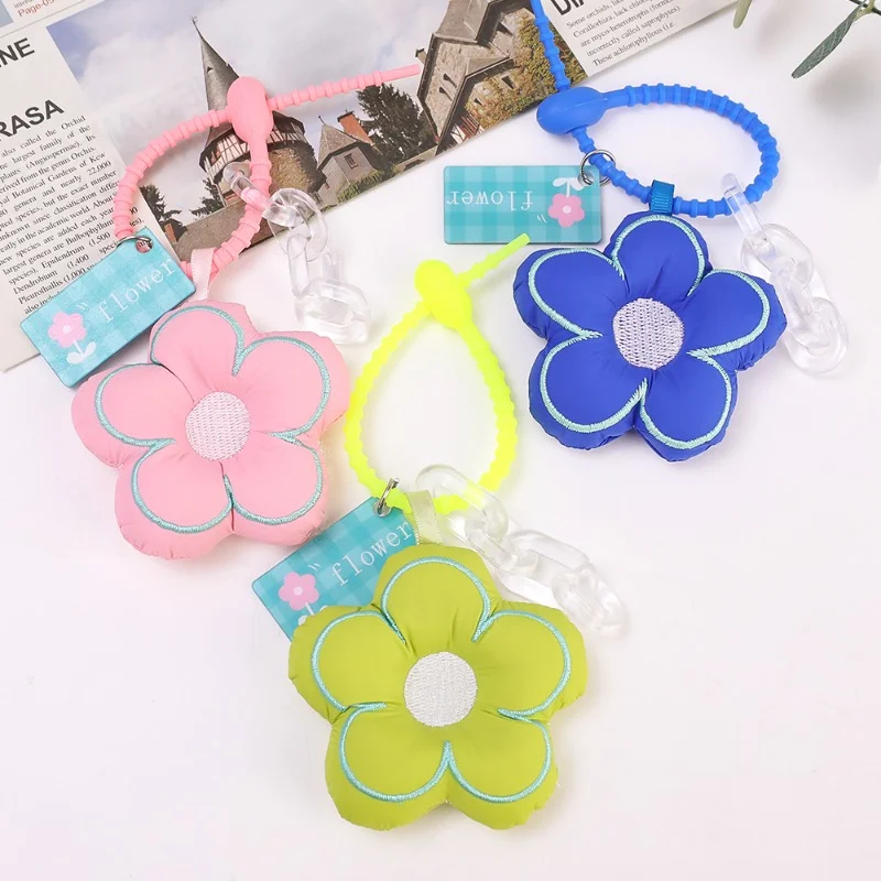 Lovely Flower Lanyard Keychain Women\'s Korean PP Cotton Soft Pendant Keyring Phone Strap Chain Key Ring Bag Hanging Accessories