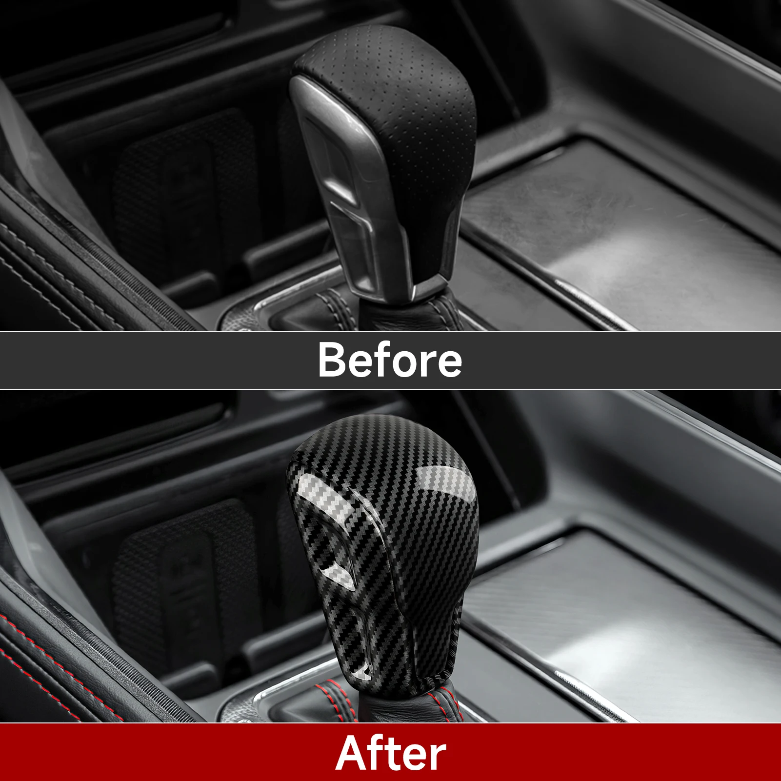 For Dodge RAM 1500 TRX 2019-2026 Car Center Gear Shift Knob Cover Carbon Fiber Interior Sticker ABS Trim Accessories view 3
