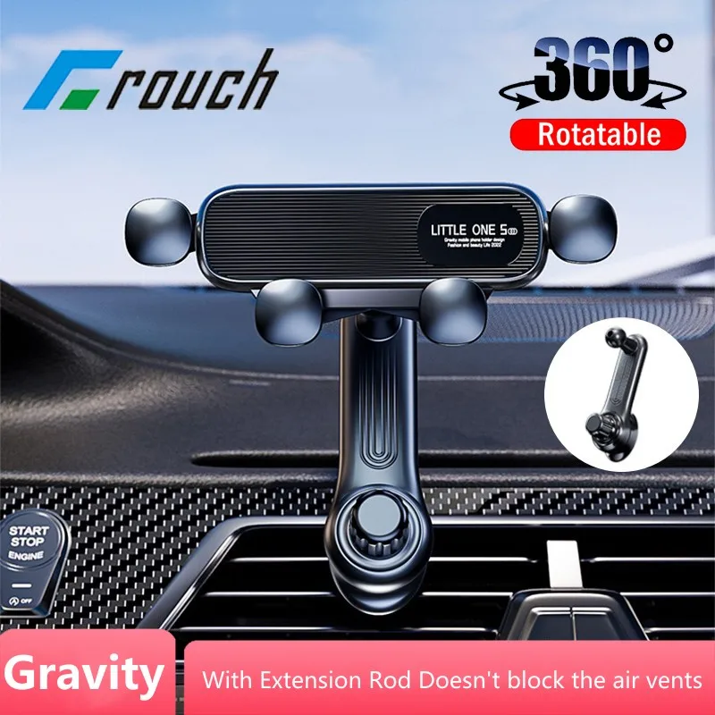 360° Rotatable Gravity Car Phone Holder In Car Air Vents Clip Mount Smartphone Holder With Extension Rod Bracket GPS Support