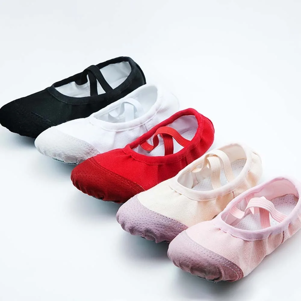 

Comfortable Cloth Ballet Shoes for Children Flat Sole Polyester Soft Pointe Shoes Pleated No-Tie Dance Slippers Girls