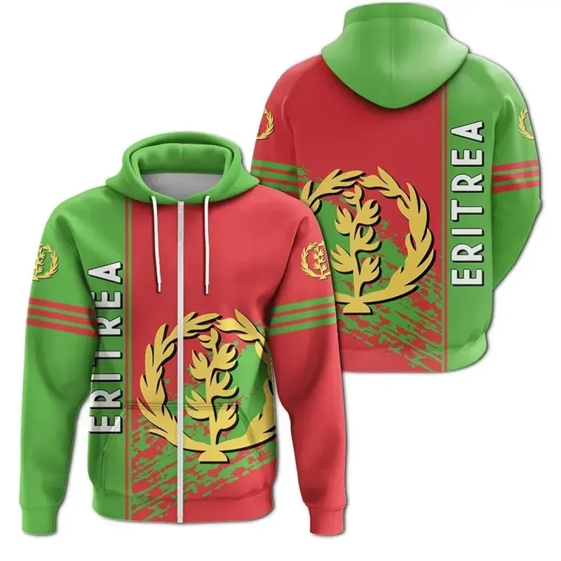 Ethiopia Lion Emblem Graphic Hoodies For Men Zip Up Hoodie Fashion Streetwear Ethiopia Zipper Sweatshirts Mens Hooded Pullovers