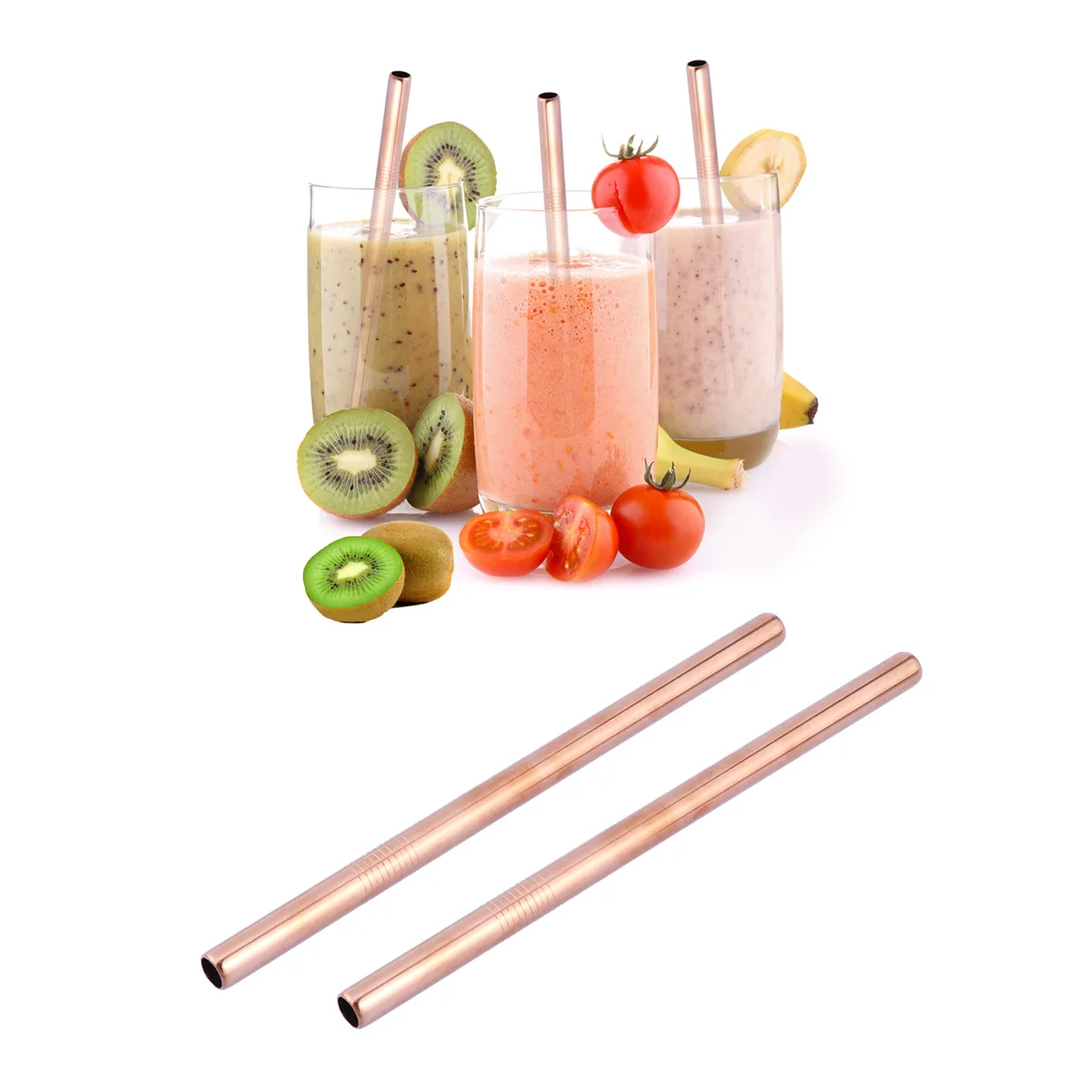 

1 .5X1.2Cm Stainless Steel Drinking Straws Reusable Straight Straws For Tumblers Rose Gold Anti-Rust Corrosion Resistant