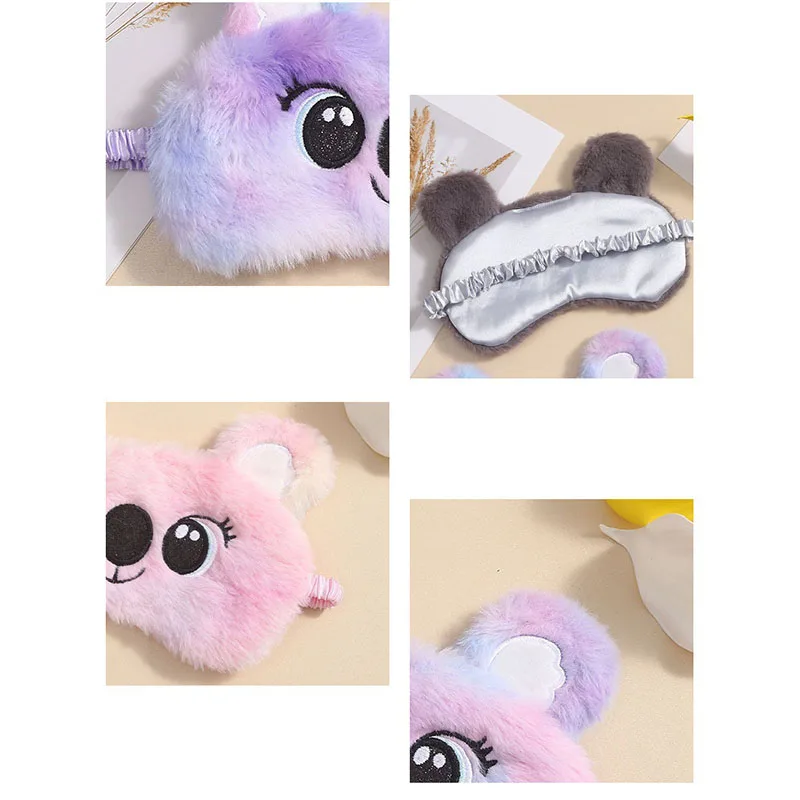 Plush Anime Eye Mask Sleeping Cute Koala Kids Sleep Mask Cartoon 3D Eye Cover Eye Blindfolds Travel Eye Band Shade Rest Eyepatch