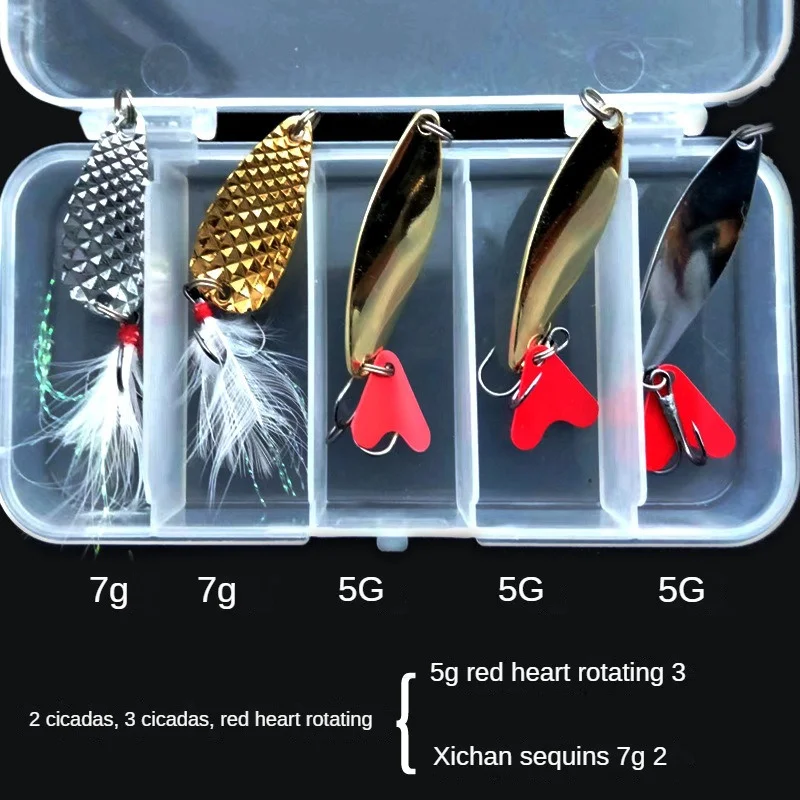 10PCS/Set Gold And Sliver Metal Jig Spoon Spinner Fishing Lure Wobbler Bait Set with Fishing Tackle Box Kit For Fishing