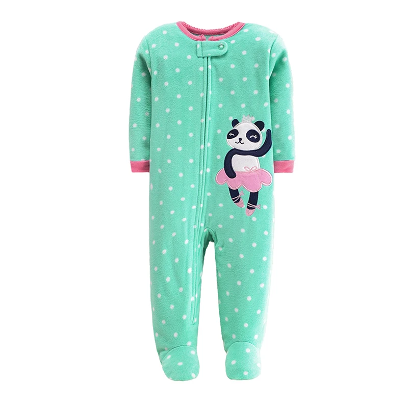 0-12M Baby Fleece Warm Pajamas Winter Jumpsuit Coverall Toddler New Born Boys Clothing Girls Rompers Dinosaur Football Romper