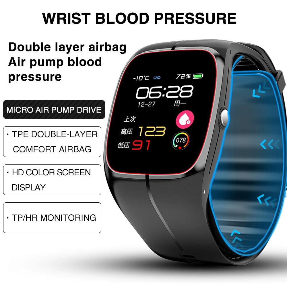 

Air Pump Airbag True Blood Pressure Oxygen Temperature Heart Rate Monitor Medical Sphygmomanometer Health Smart Watch