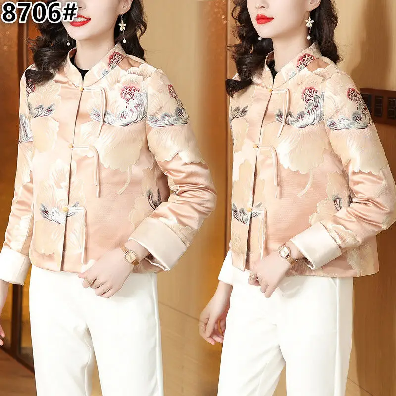 Chinese Tradition Tang Suit Female 2023 Spring Autumn New Embroidery Coat National Style Women Jacket Fashion Vintage