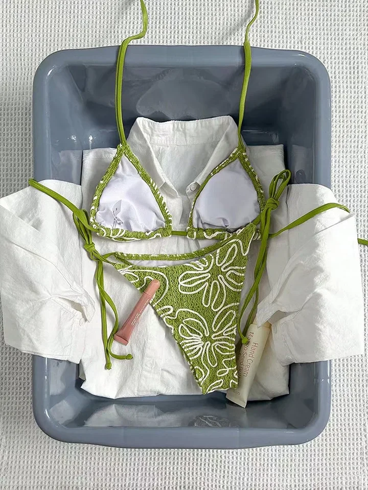 Vzvn Sexy Laced Up Brazil Bikini Set Women Split Swimsuit Beach Vacation Bikini 2026 New All Season Backless Bikinis 2 Piece Set