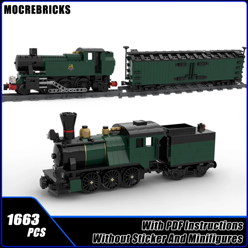 

MOC Classic Small Steam Engine Loc DarkGreen Steam Tank Powered Boxcar Locomotive Building Block Model Senior Brick Toy Gifts