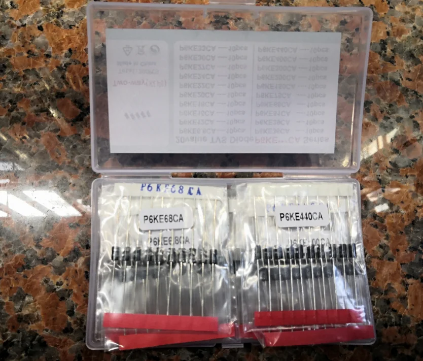 20 values* 10pcs=200pcs 12 15 18 20 22 24 27 30 33 36 39 51 68 75 150 200 300 400 440 A/CA Diode TVS Transistor Kit  P6KE6.8A/CA