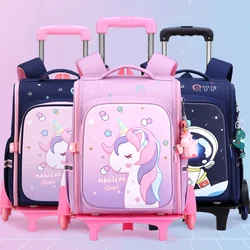 School Bag For Girls Boys Rolling Backpack School Book Bag Trolley Bag Wheeled Backpacks Children Students Backpack With Wheels