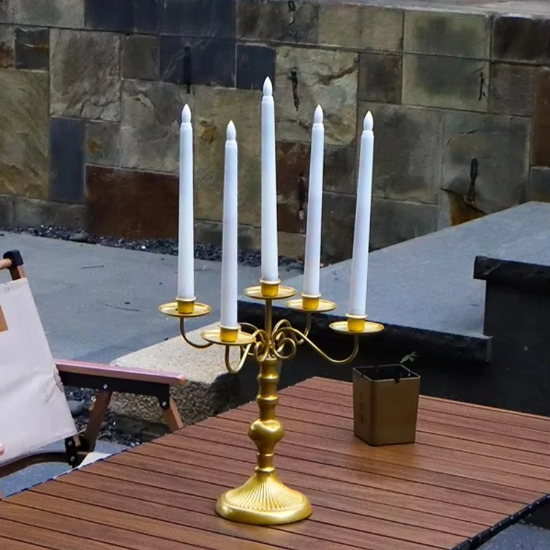 

European Elegant Candlestick 5 Arm Metal Candlestick Wedding Table Christmas Party Home Decoration