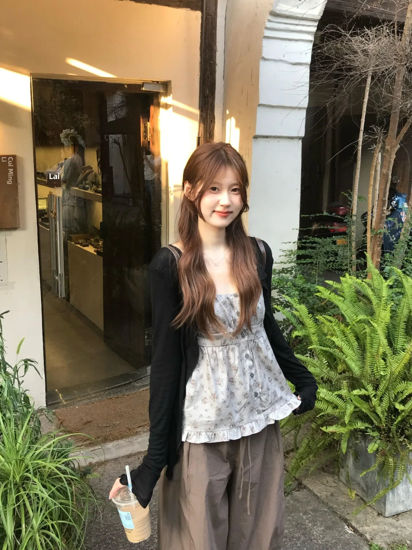 الأزهار طباعة Csole تانك القمم Bla سترة مفتوحة قطعتين مجموعة المرأة ربيع الخريف Sli طبقات أعلى الكورية Sle