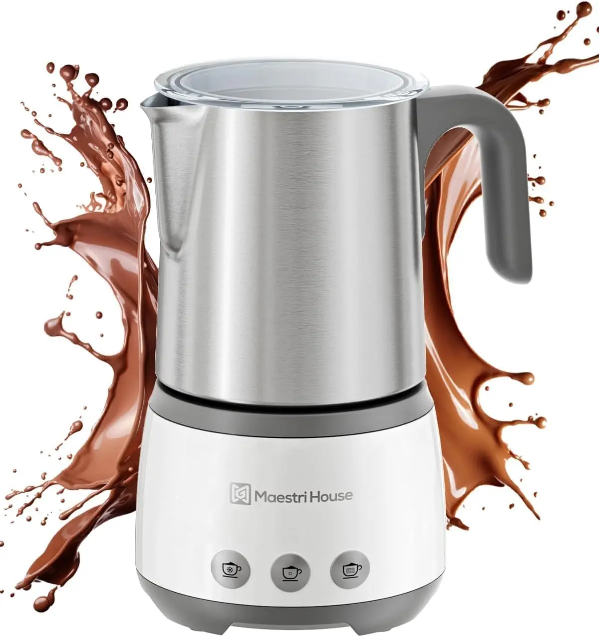 

Electric Milk Frother 4-in-1 16.9OZ 600W Smart Touch Hot Cold Foam Maker with Memory Function for Latte Cappuccino Warm Milk