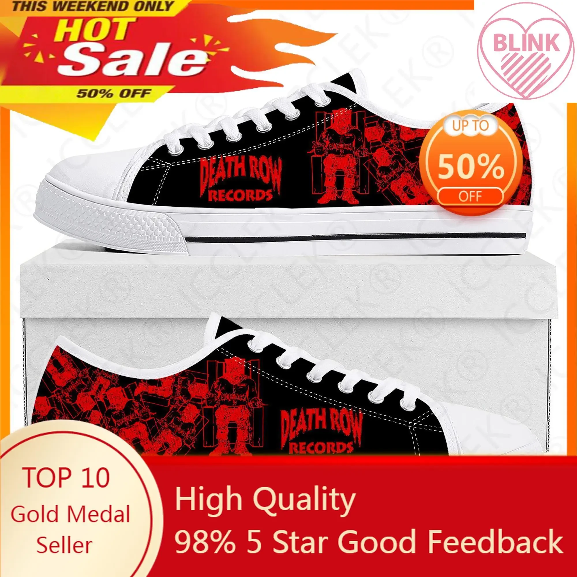 Death Row Records Low Top High Quality Sneakers Mens Women Teenager Canvas Sneaker 3D Print Casual Couple Shoes Custom Shoe