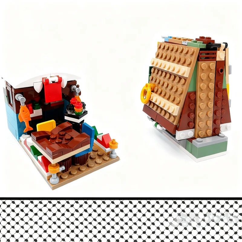 321pcs MOC Creator Creator 3-in-1 Riverside Sushi Resturant Fisherman Cabin - Alternate Model Building Blocks Christmas Gifts
