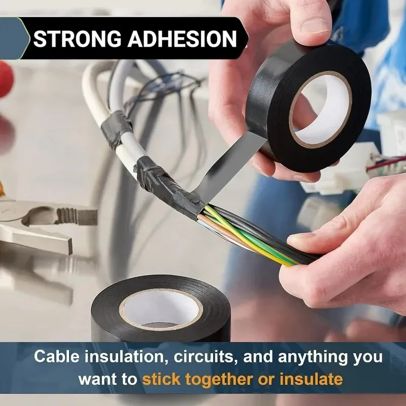 Electrical Insulating PVC Tapes Temperature Resistant Heat Black Insulating Tape Self Adhesive Electric Wire Protection Tapes