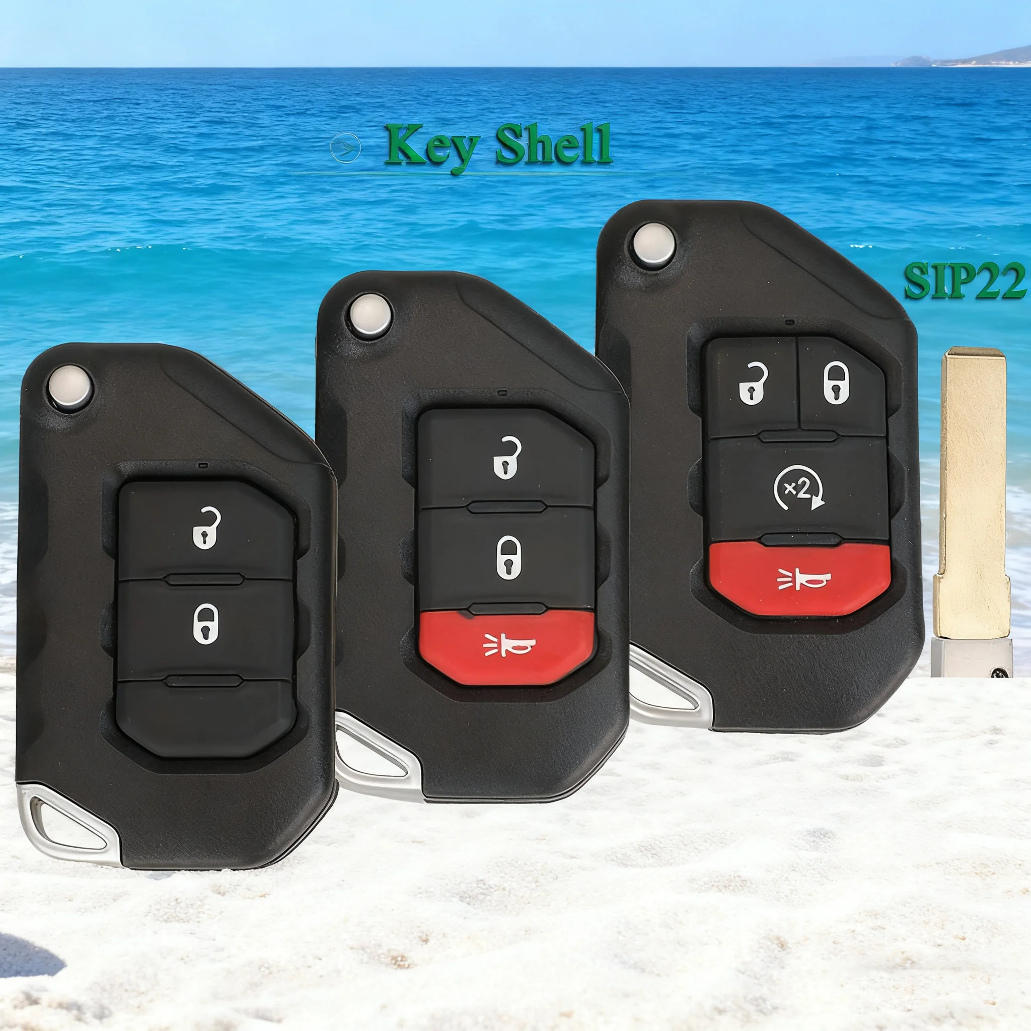 

jingyuqin 2/3/4 Buttons For Jeep Wrangler Gladiator 2018 2019 2020 Flip Remote Car Key Case Shell FOB OHT1130261 SIP22 Blade