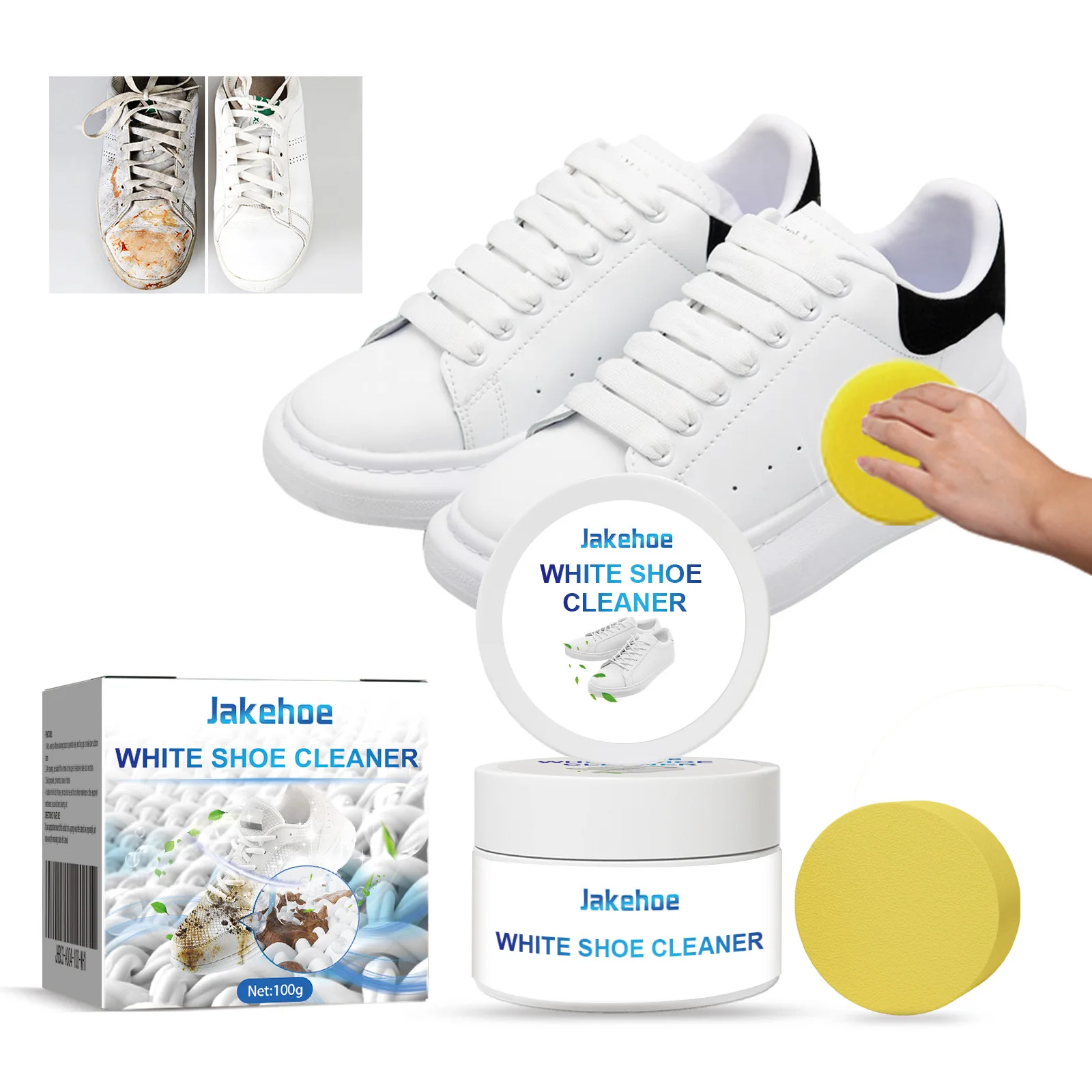 

Multi-Purpose White Shoe Cleaner Kit - Sneaker Stain Remover - Helps Brighten & Clean Yellowing - Safe for Most Shoe Materials
