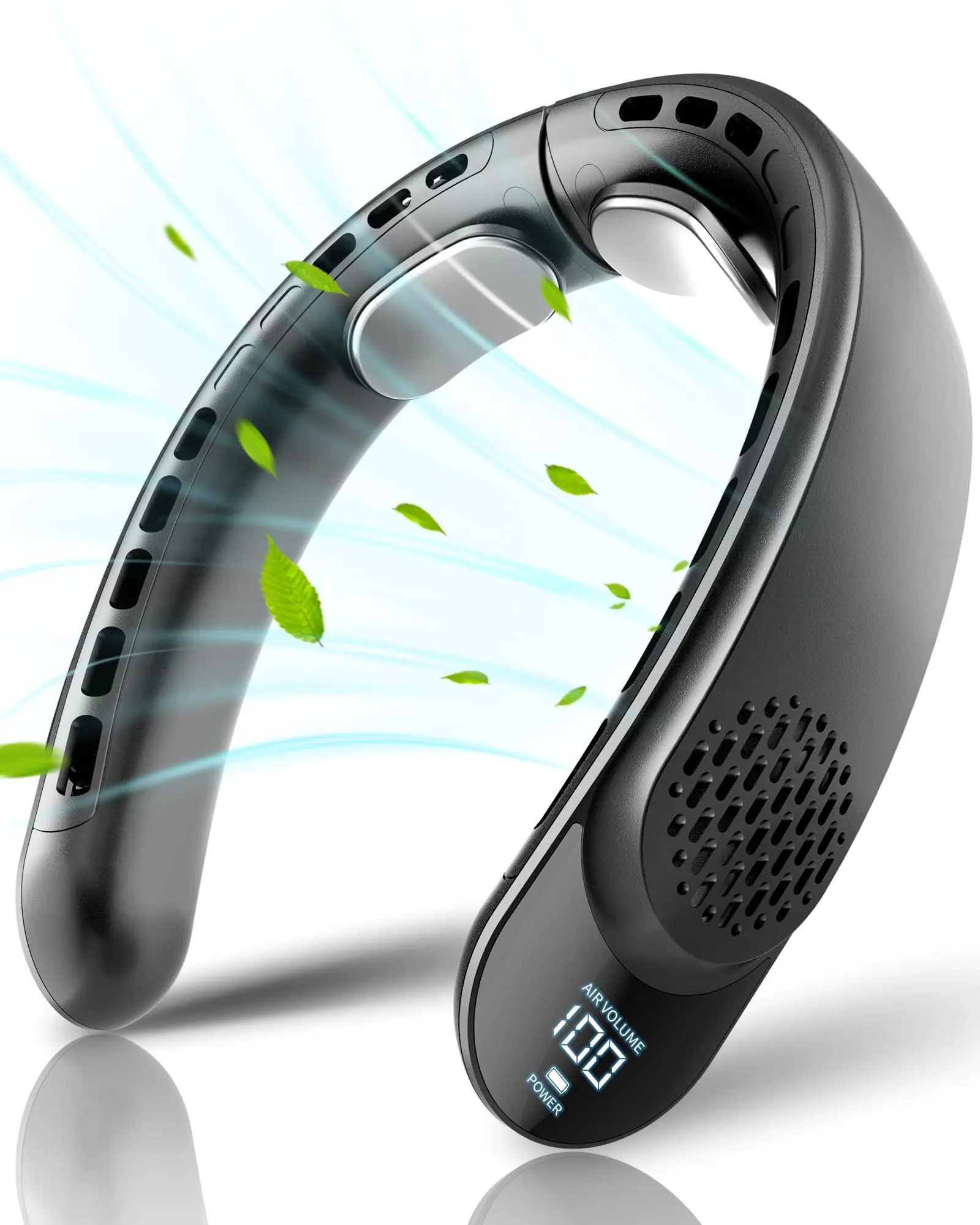 

Портативный вентилятор для шеи, 4 турбо-вентилятора, работающий от аккумулятора 4000 мАч, перезаряжаемый через USB, 3 скорости, 360° ° Охлаждающий воздушный поток