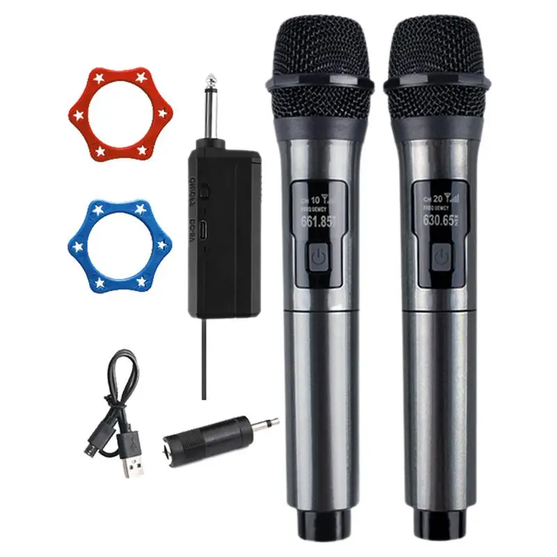 

Karaoke Microphones Rechargeable Receiver Karaoke Cordless Microphones Plug And Play Professional Microphone System Set For