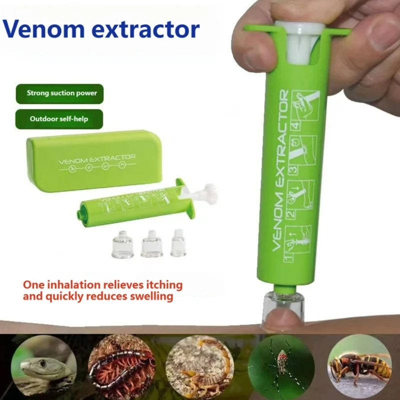 Camping And Hiking Insect Suction Care Device, Manual Green ABS Outdoor Tool with Carry Size Build for Home Readiness Use for