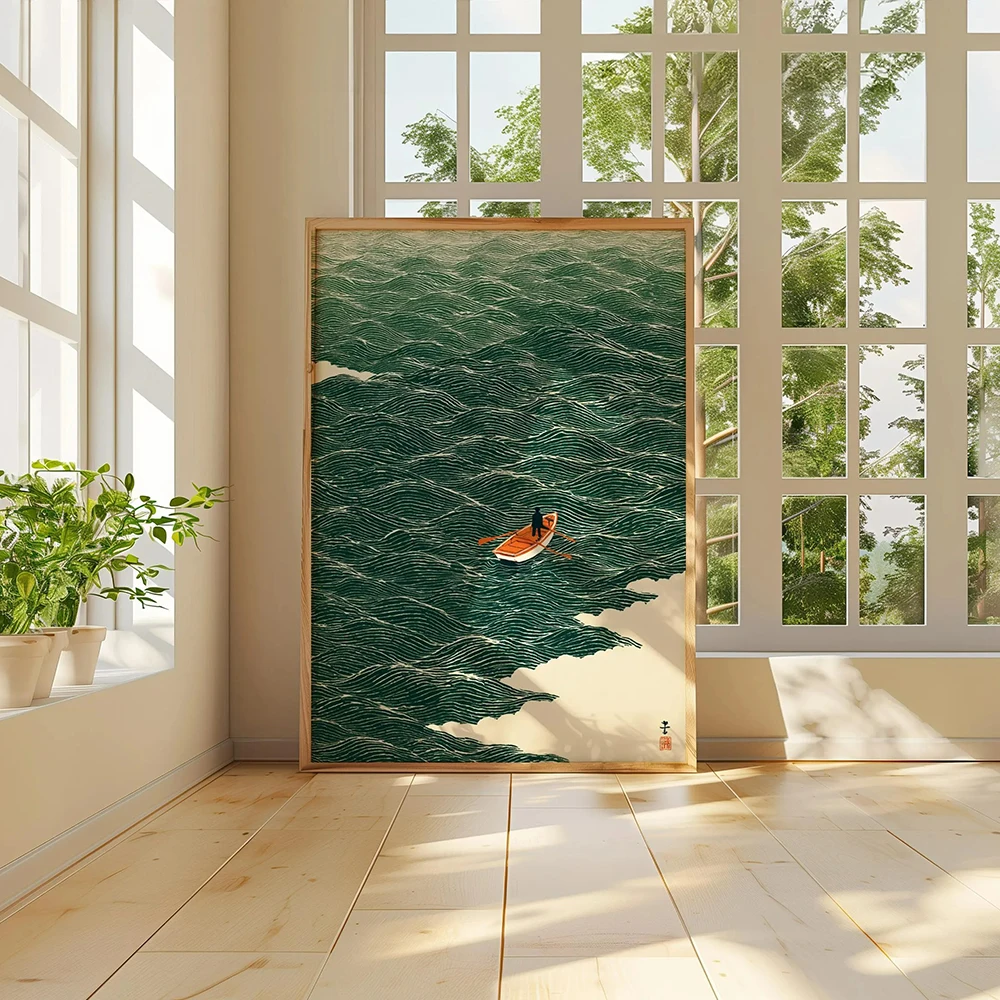 Japanese Wave Art Boat at Sea - đánh giá và giá Japanese Lifestyle At Home