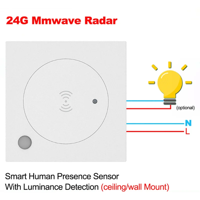A43F-Sensore di presenza umana Interruttore della luce Zigbee Sensore di presenza a onde millimetriche Interruttore della luce del sensore di movimento intelligente con accensione/spegnimento automatico