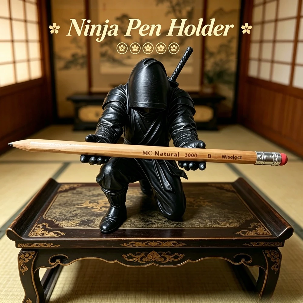 Japanese Ninja Pencil Holder 3D Printed Samurai Brush Pen Stand Office Desk Stationery Organizer Rack School Decor Supplies Gift