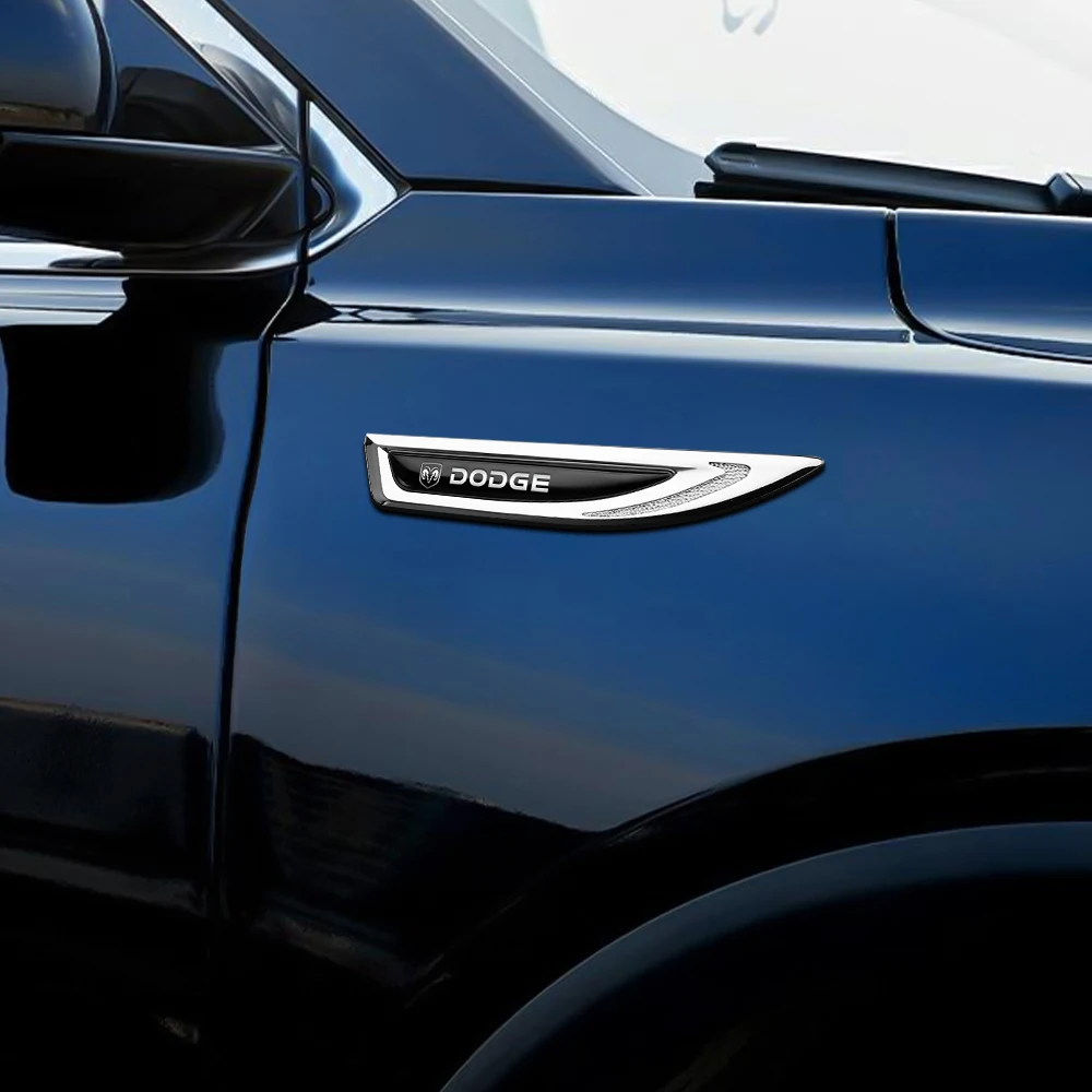 2Pcs Car Side Fender Door Body Knife Badge Sticker Decor Accessories For Dodge Durango Caliber Dakota Neon SXT Nitro Avenger SRT view 5