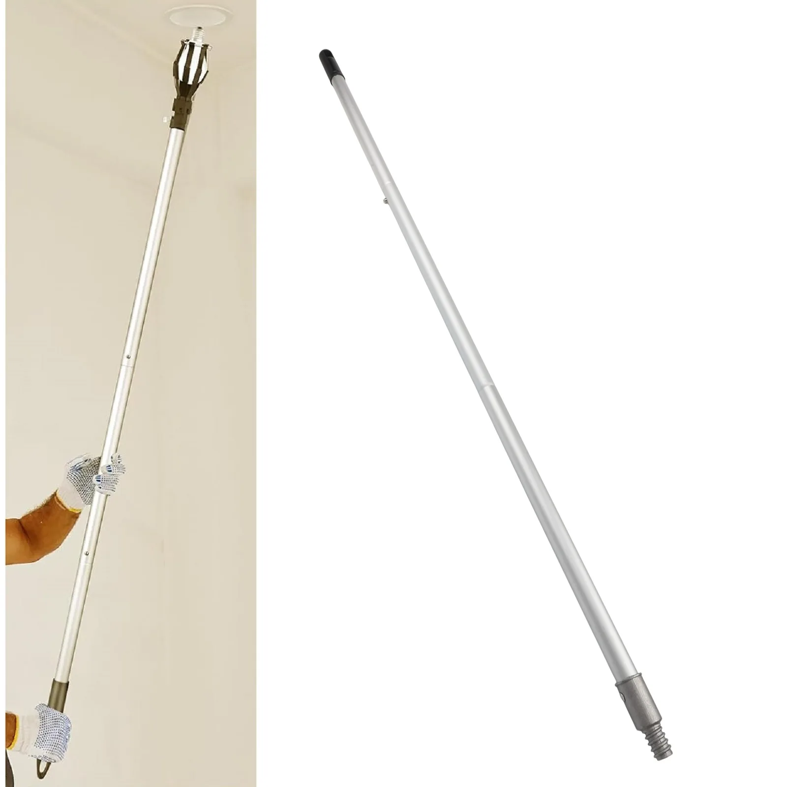 12ft 9 Section Aluminum Alloy Telescopic Extension Pole For High Ceiling Fan Cleaning With Standard Threaded End