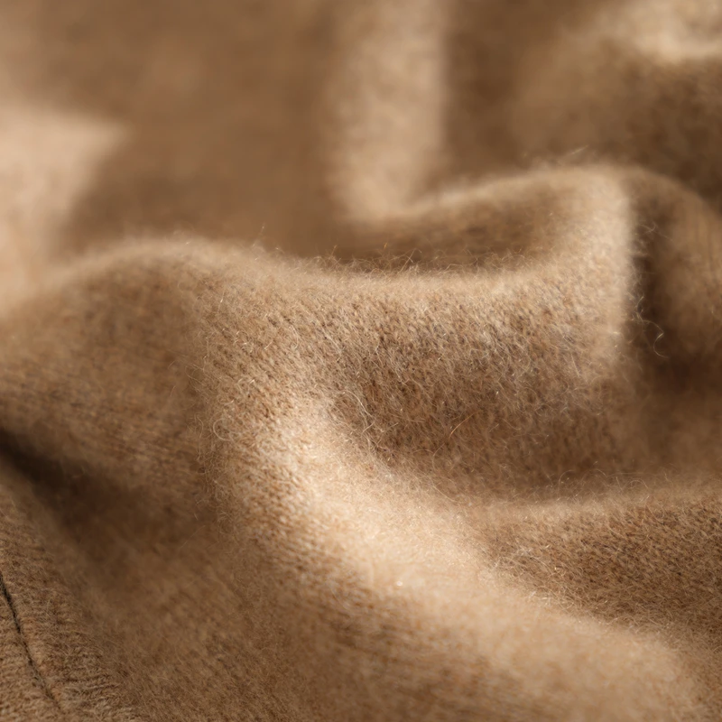 100% Pure Goat Cashmere Sweater Men's Hooded Zipper Cardigan Casual Loose Knit Sweater Soft Comfortable Winter Men's Clothing