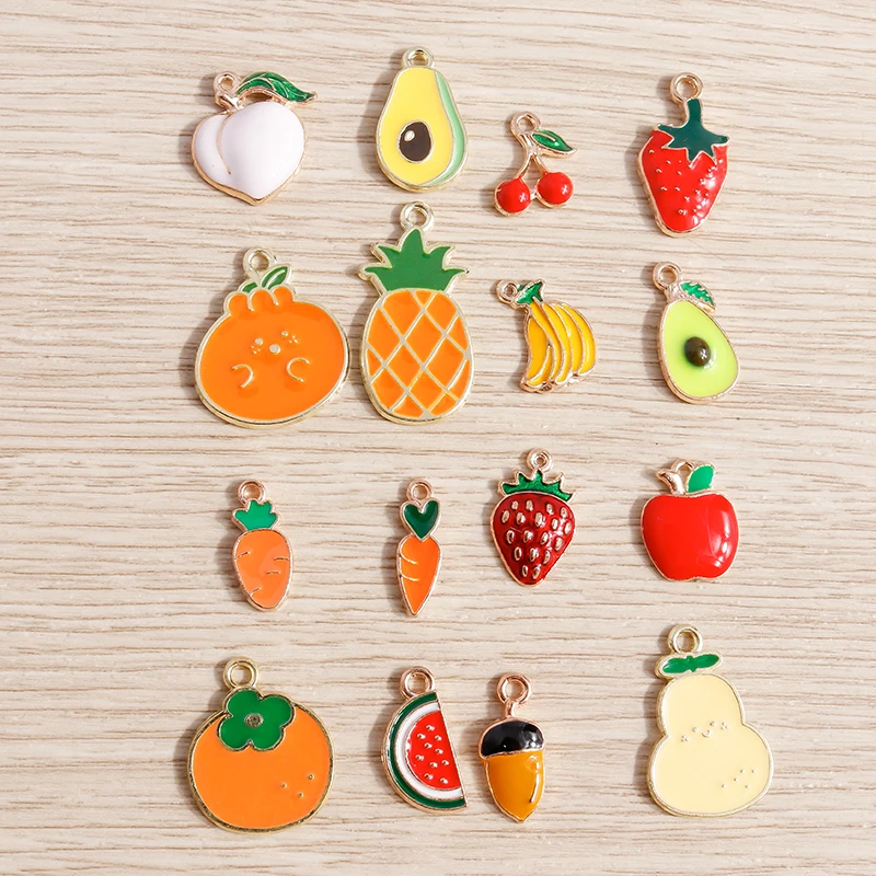 Tusember 10 قطع الفاكهة سحر لطيف الموز التفاح الكمثرى الفراولة الكرز المعلقات لصنع المجوهرات أقراط قلادة Crafts بها بنفسك الحرف