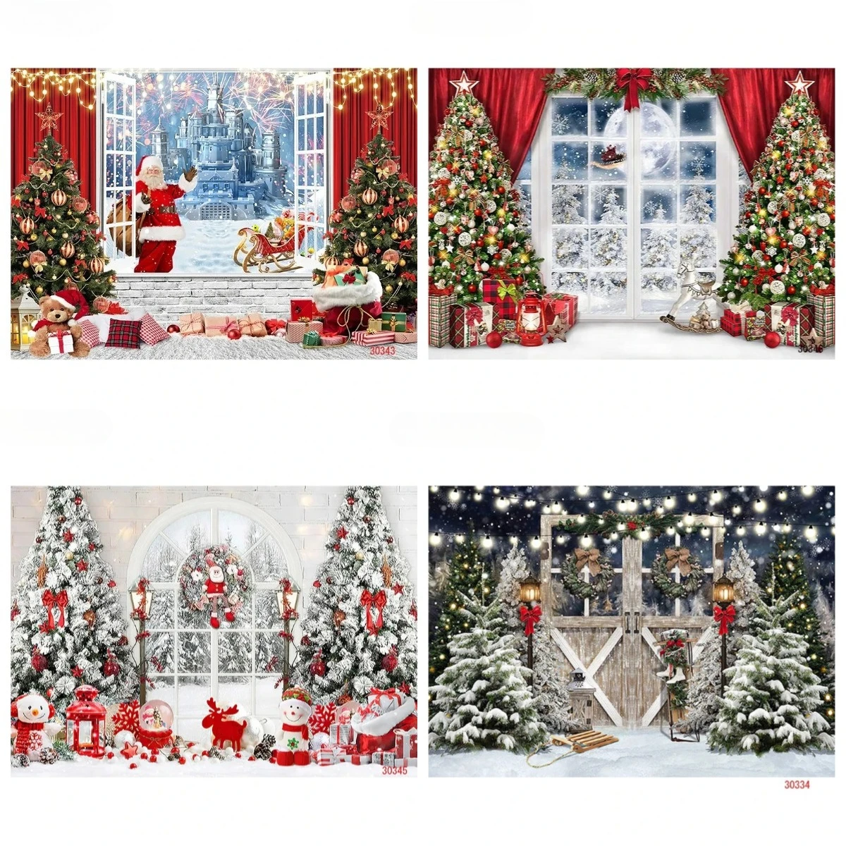 

Christmas Tree Window Wreath Photography Background Wooden Door Snowman Cinema Pine New Year Decoration Background Props