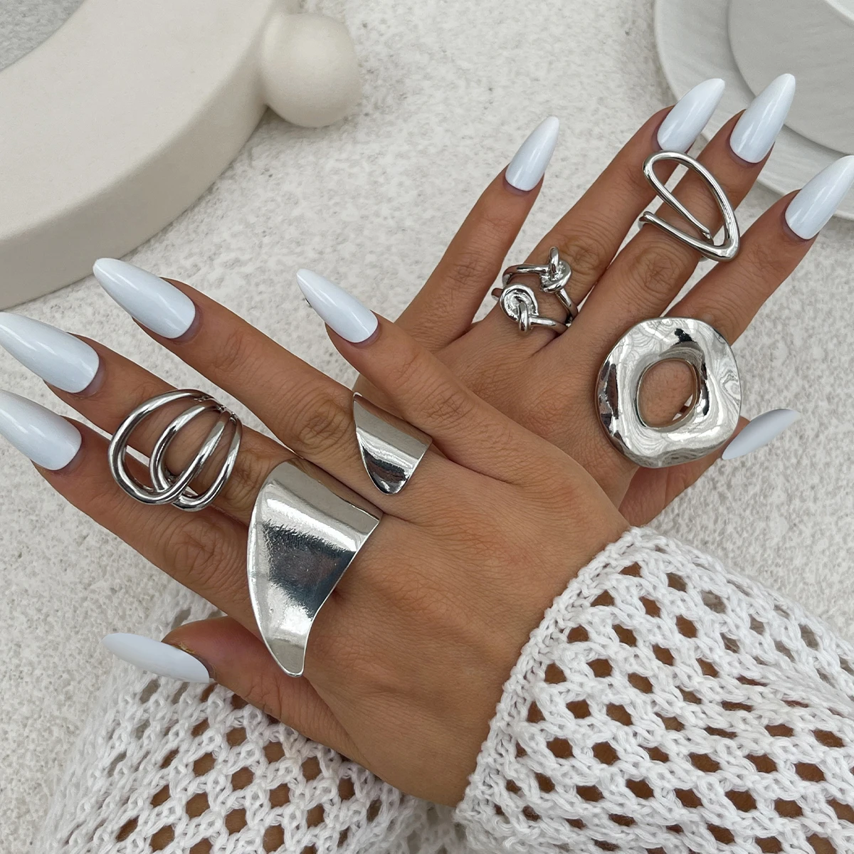 KunJoe Creative Irregular Geometric Ring for Women Hip Hop Gold Color Adjustable Open Ring Party Jewelry Finger Accessories New