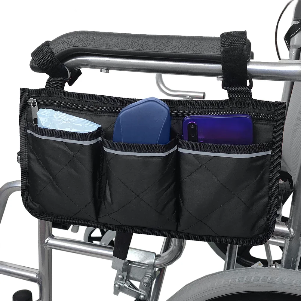 Cycling Walker Bag Rollator Organizer Pockets Wheelchair Scooter Stroller Side Bag for Sundries Wallet Snacks Storage Use