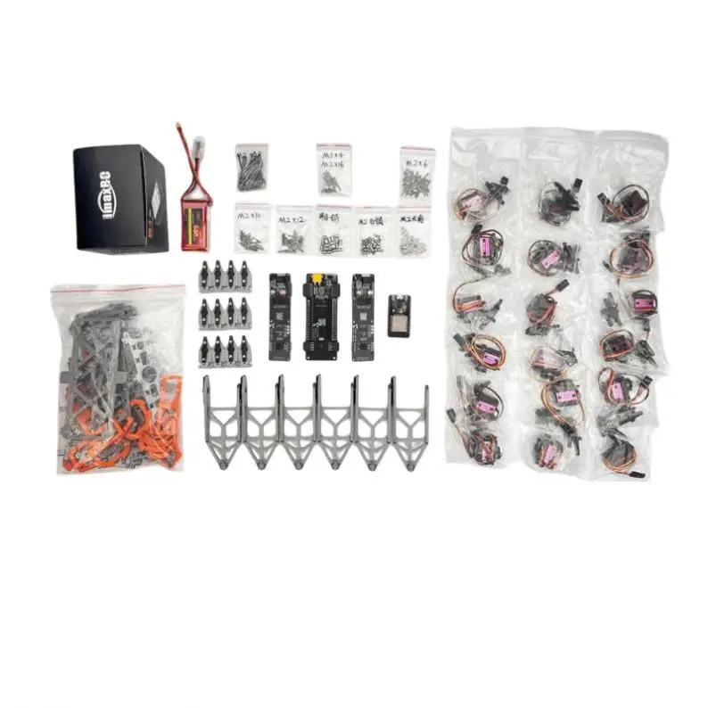 

ESP32 Hexapod Robot NodeMCU32S Main Control 3D Printing DIY Design Silver Orange Mechanical Kit B Full Set of Loose Parts (w